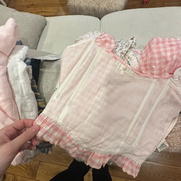 LSF puff sleeve pink gingham corset top - Picture 5 of 5